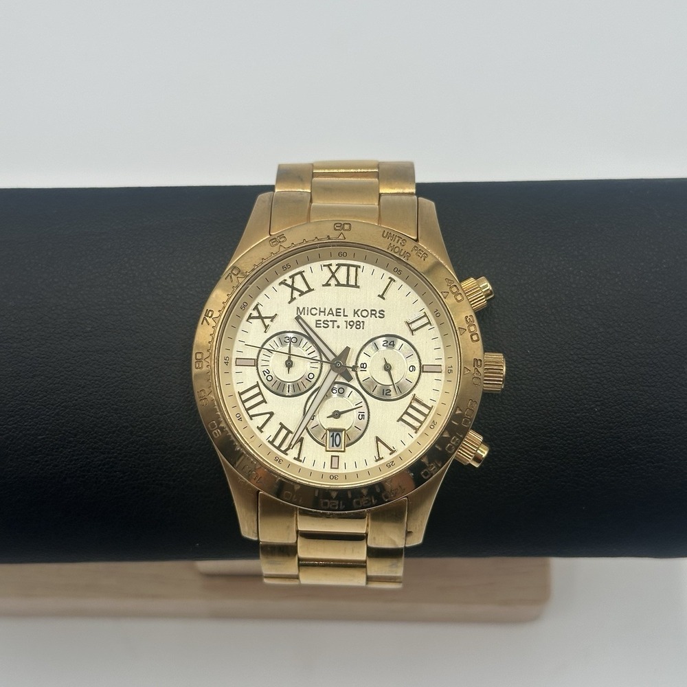 Michael Kors MK-8214 Gold Tone Chronograph Watch Stainless Steel Men's